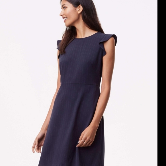 Loft flutter sleeve gray dress size 10 Twee Workplace Siren Officecore - Picture 11 of 11